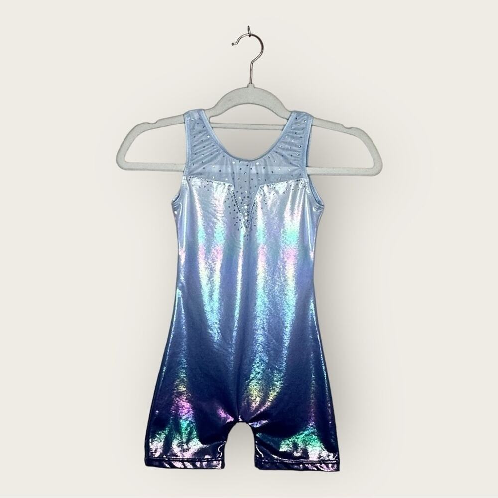 EUC | Unbranded | Holographic Short Sleeveless Leotard | Multi | Size 130